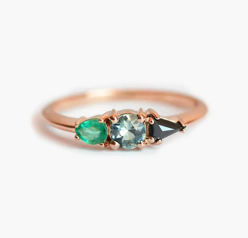 Elana Teal Sapphire Cluster Ring view 6