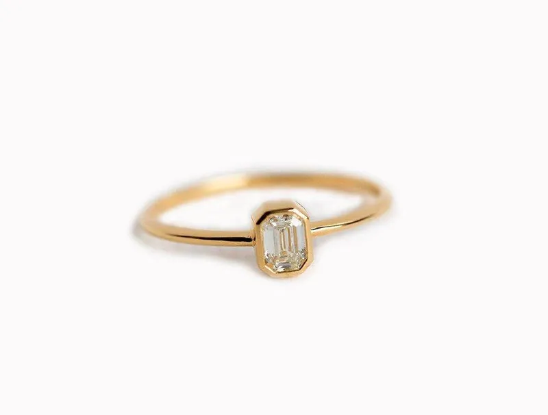 Elegant Solitaire Emerald-Cut Diamond Engagement Ring view 6