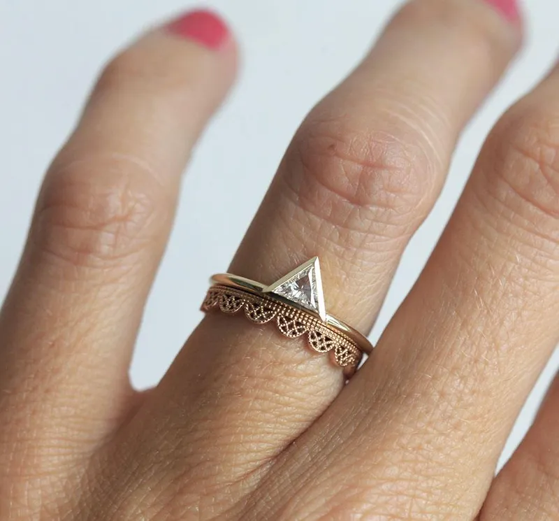 Elegant Triangle Diamond Engagement Ring view 2