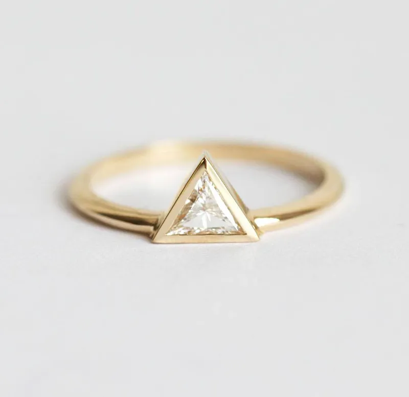 Elegant Triangle Diamond Engagement Ring view 3