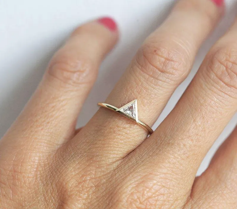 Elegant Triangle Diamond Engagement Ring view 4