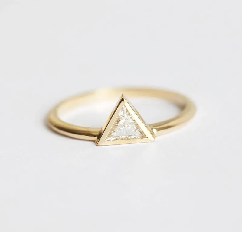 Elegant Triangle Diamond Engagement Ring view 5