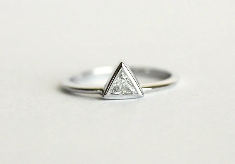 Elegant Triangle Diamond Engagement Ring view 6
