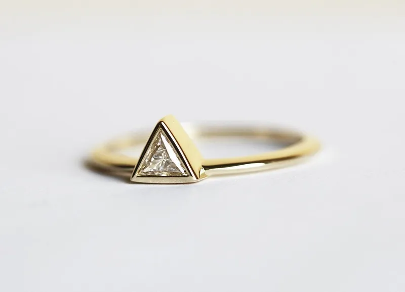 Elegant Triangle Diamond Engagement Ring view 8