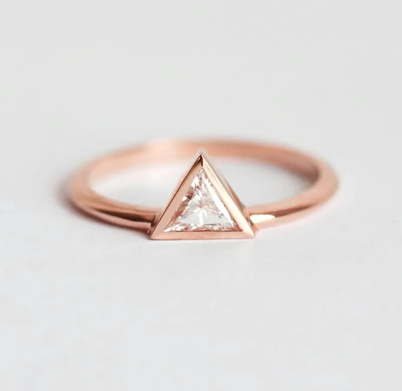 Elegant Triangle Diamond Engagement Ring view 9