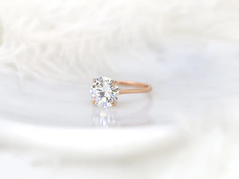 3.50ct Elenora 10mm 14kt Gold Moissanite Talon Prong Dainty Round Solitaire Ring view 10
