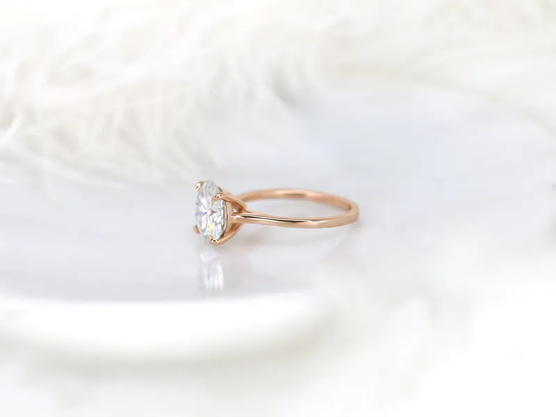 3.50ct Elenora 10mm 14kt Gold Moissanite Talon Prong Dainty Round Solitaire Ring view 11