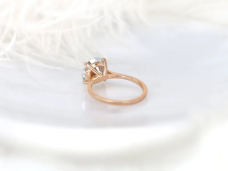 3.50ct Elenora 10mm 14kt Gold Moissanite Talon Prong Dainty Round Solitaire Ring view 12