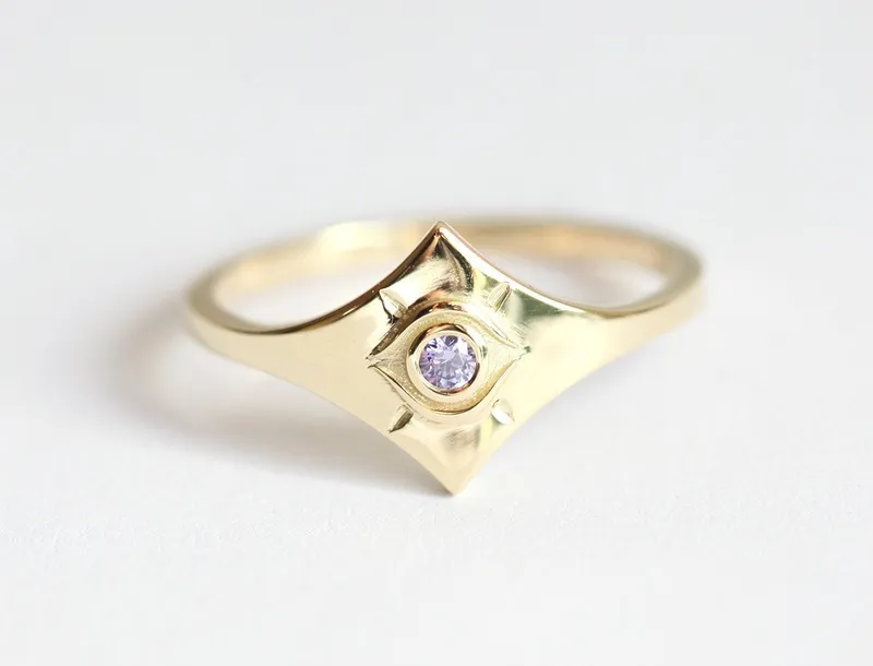 ELLISON TANZANITE EVIL EYE RING round cut engagement ring