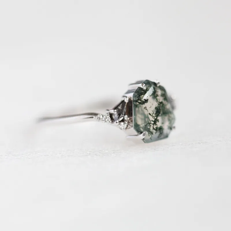 Eloise Heptagon Moss Agate Ring view 2