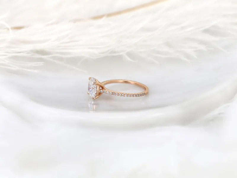 2.70ct Eloise 9mm 14kt Rose Gold Moissanite Diamond Minimalist Round Solitaire Ring vy 4