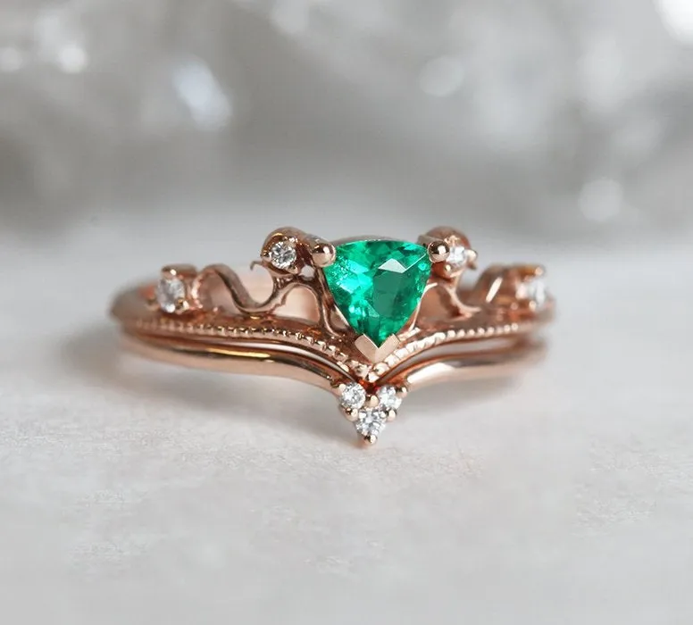 ELSA EMERALD RING SET view 3