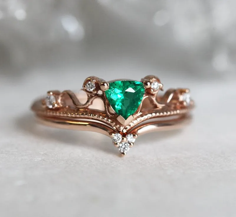 ELSA EMERALD RING SET view 4