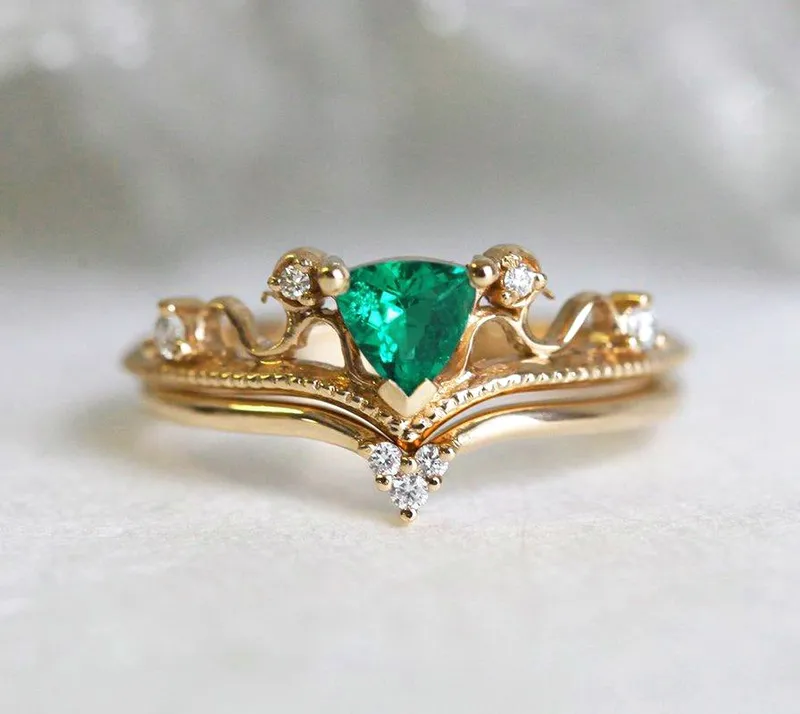 ELSA EMERALD RING SET view 6