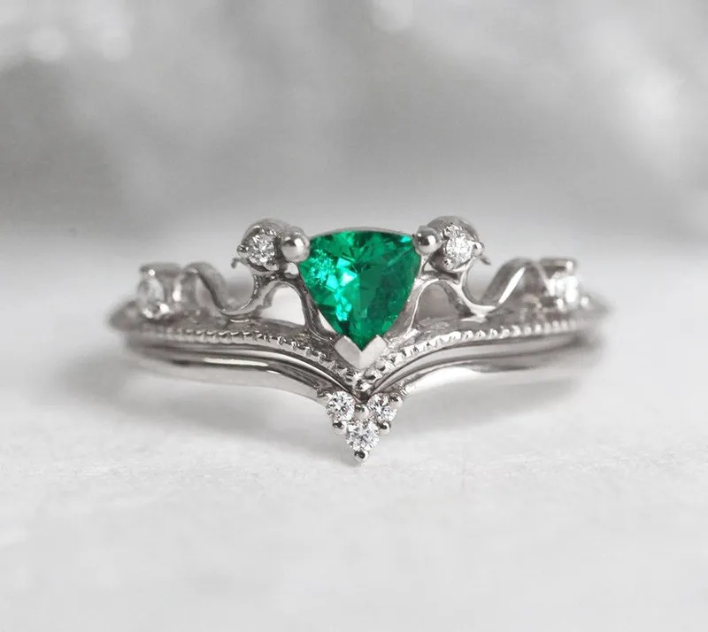 ELSA EMERALD RING SET view 7
