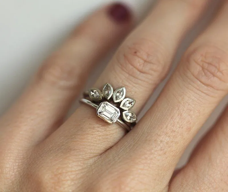 Emerald Cut White Diamond Solitaire Engagement Ring view 4