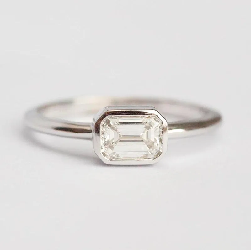 Emerald Cut White Diamond Solitaire Engagement Ring diamond emerald cut engagement ring