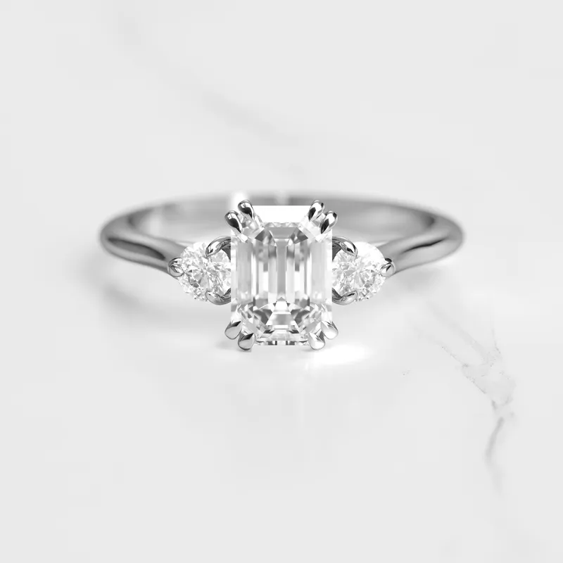 Emerald Diamond Ring With Accent Stones vy 2