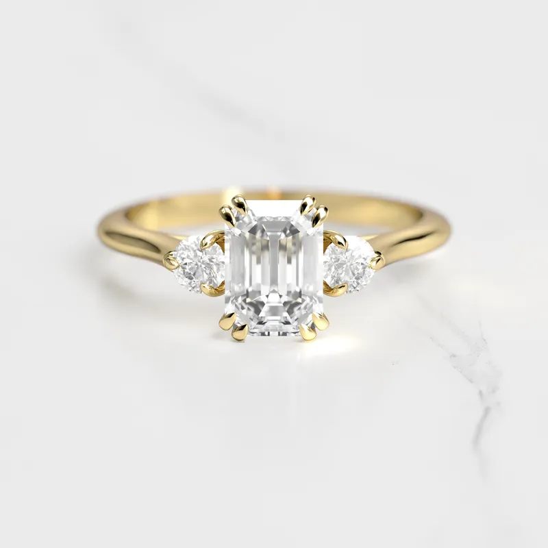 Emerald Diamond Ring With Accent Stones emerald emerald cut engagement ring