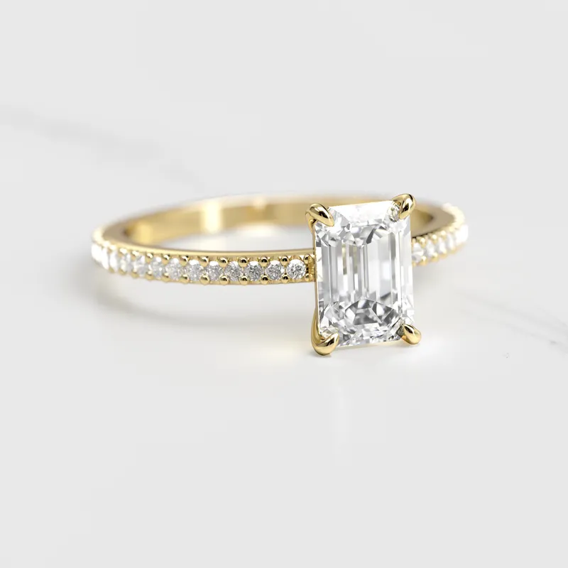 Emerald Full Pave Diamond Ring view 4