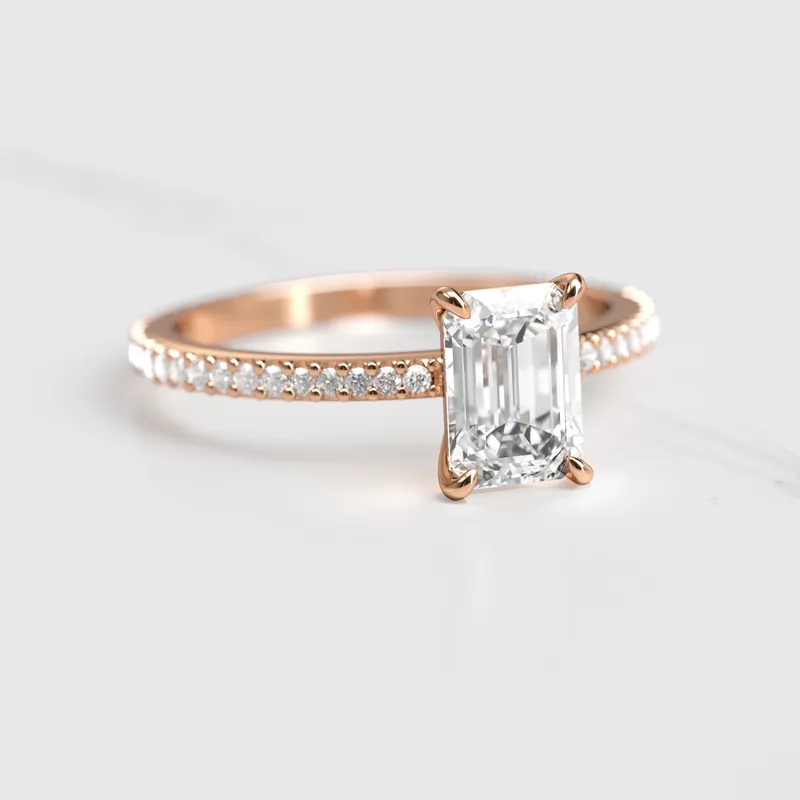 Emerald Full Pave Diamond Ring view 5