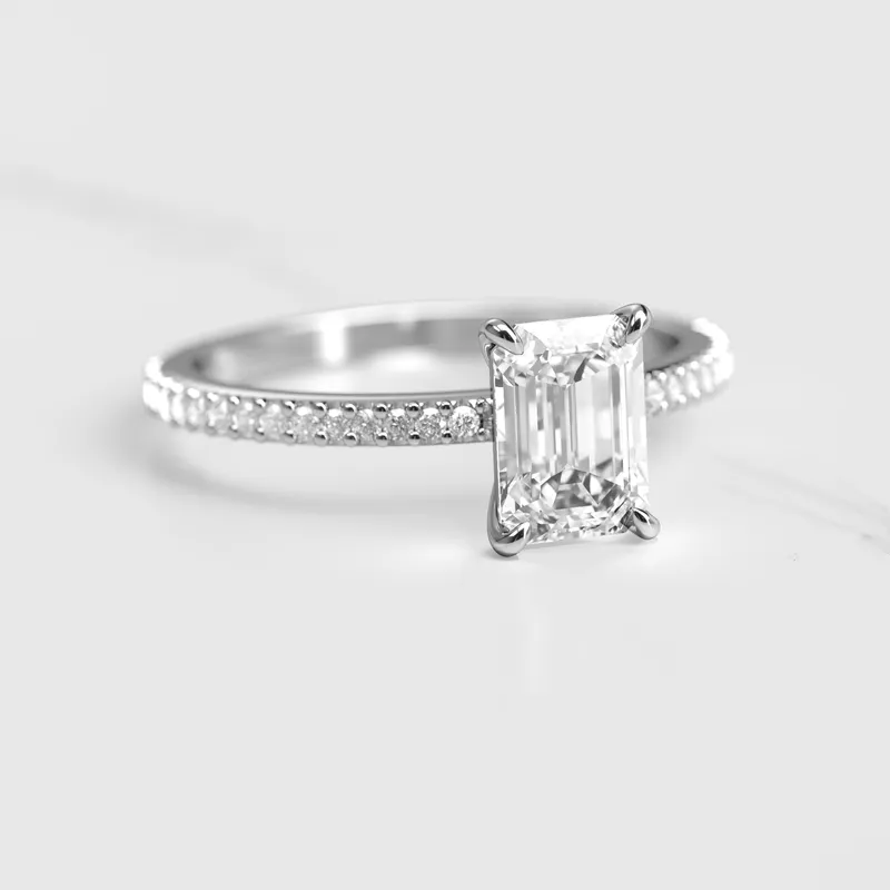 Emerald Full Pave Diamond Ring view 6