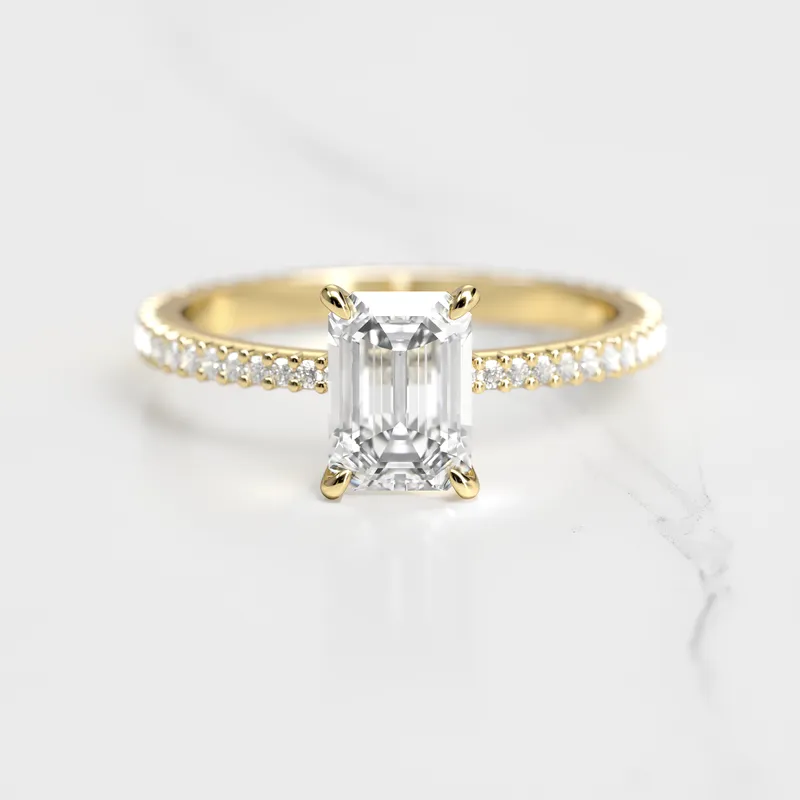 EMERALD FULL PAVE TAPERED DIAMOND RING vy 4