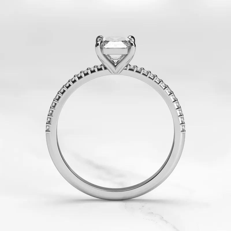 Emerald Half Pave Tapered Diamond Ring view 10