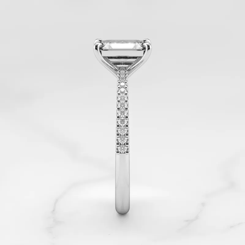 Emerald Half Pave Tapered Diamond Ring view 7