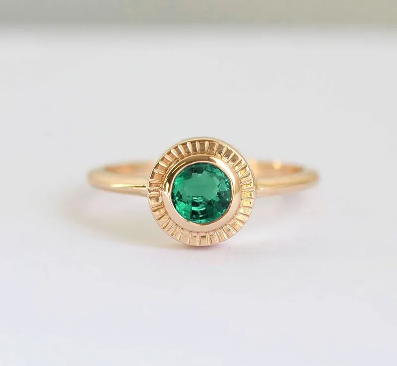 Emerald Ring, Emerald Diamond Ring Set vy 11