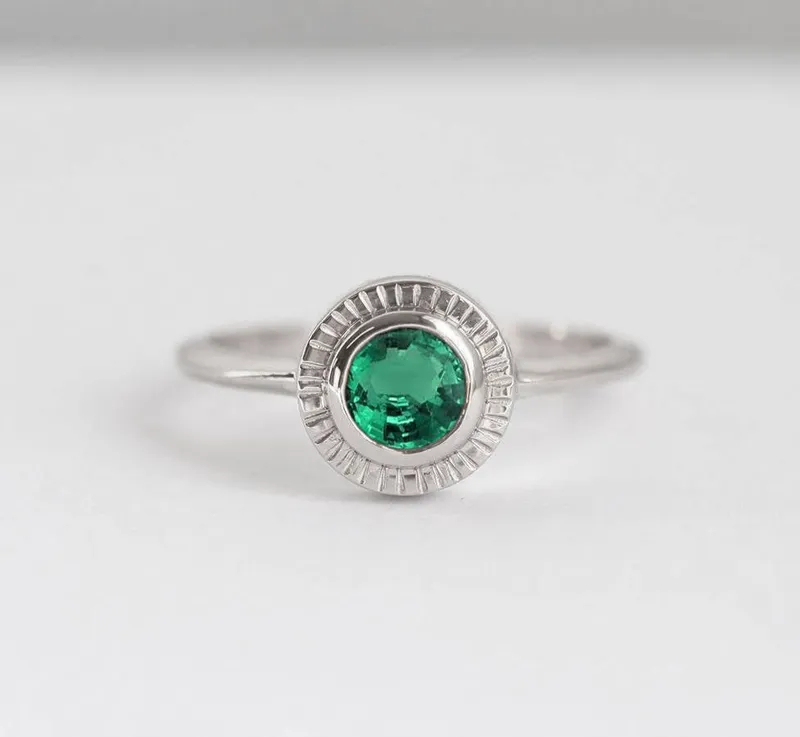 Emerald Ring, Emerald Diamond Ring Set vy 12