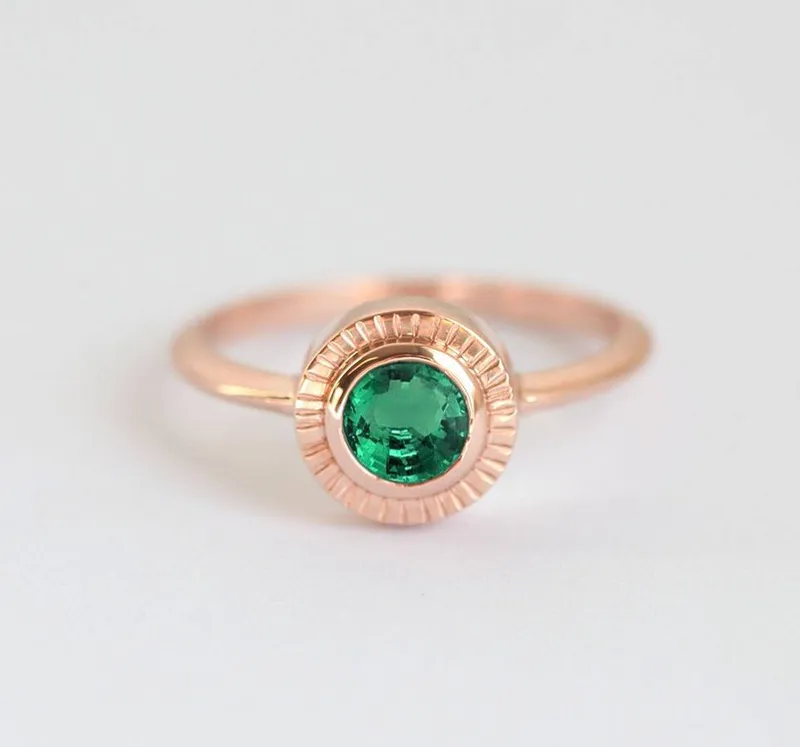 Emerald Ring, Emerald Diamond Ring Set vy 5
