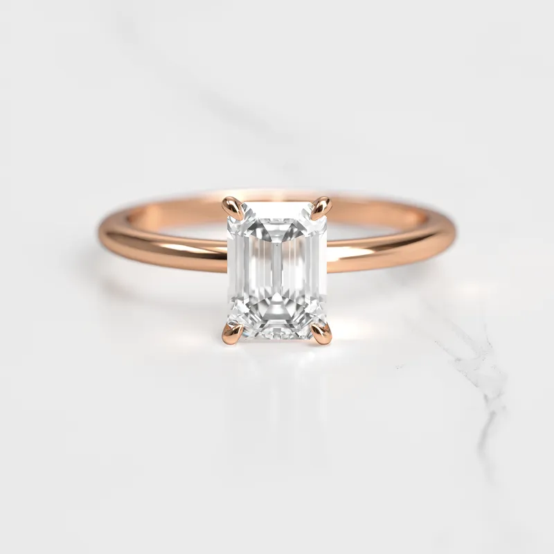 Emerald Solitaire Diamond Ring view 2