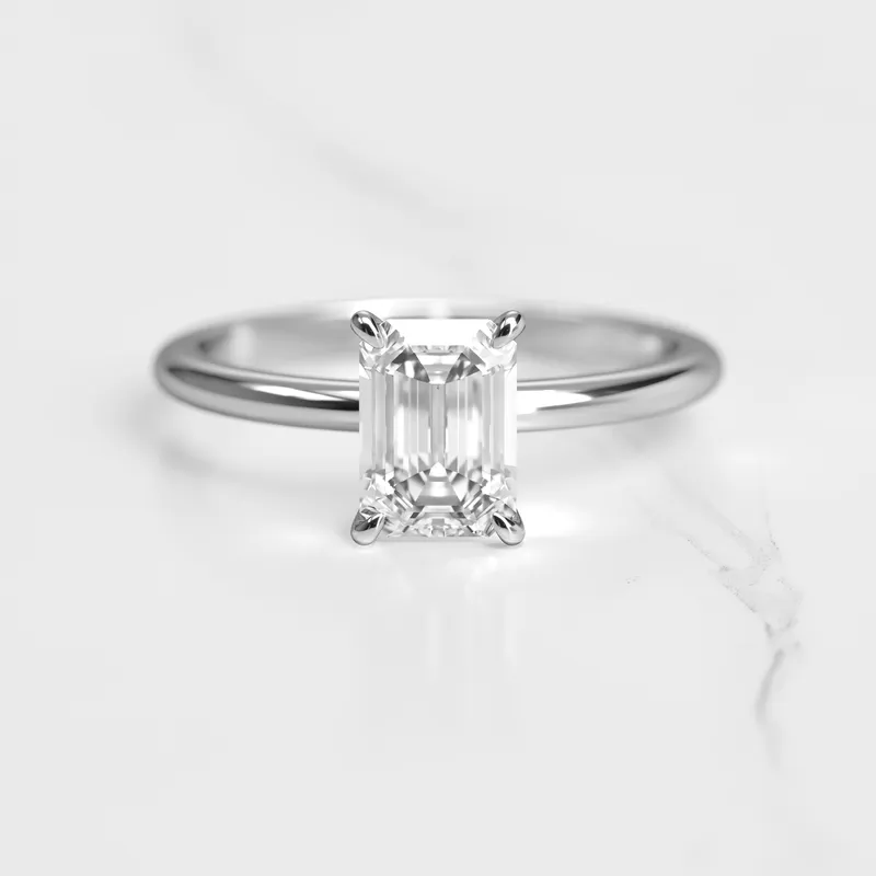 Emerald Solitaire Diamond Ring view 3