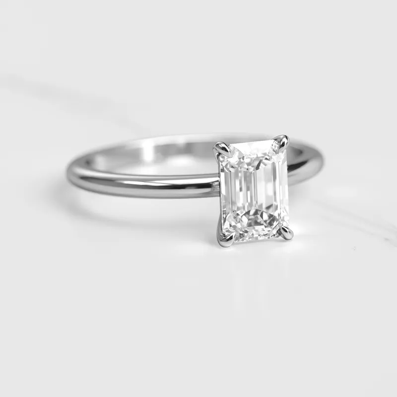 Emerald Solitaire Diamond Ring view 6