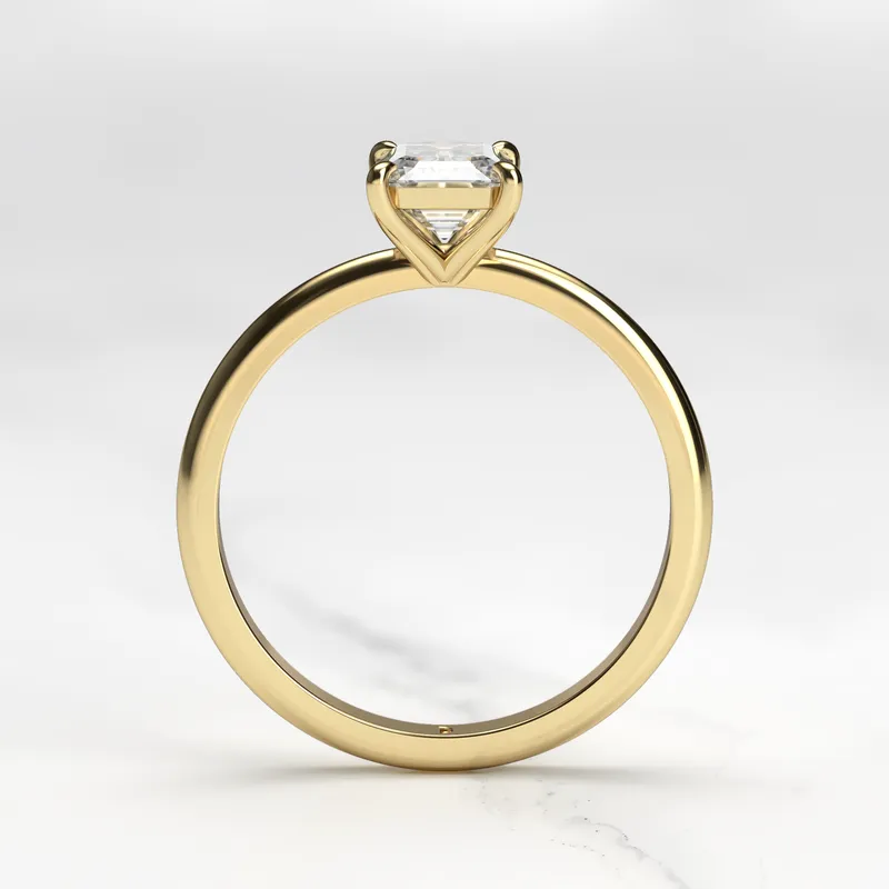 Emerald Tapered Solitaire Diamond Ring vy 10