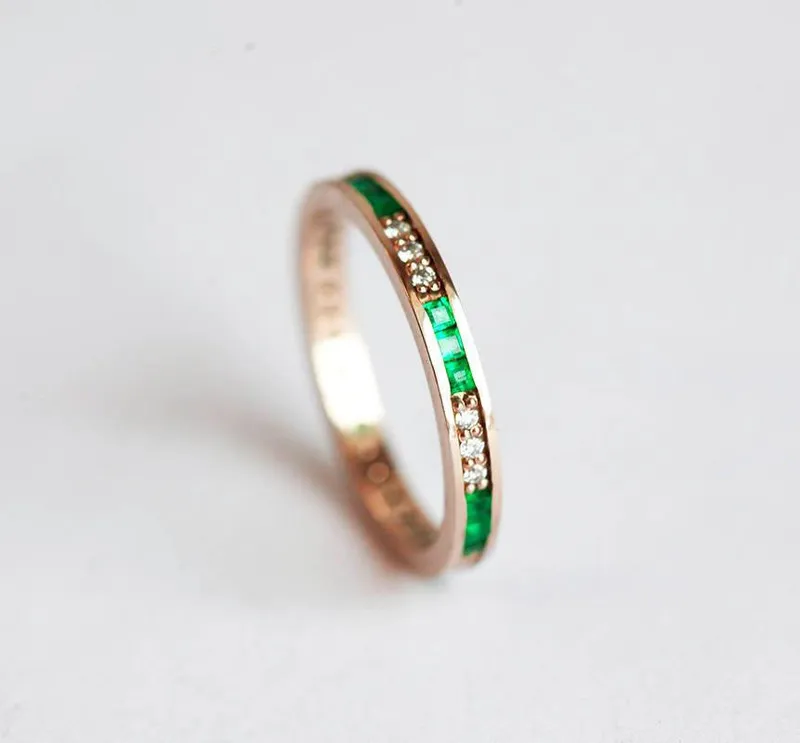 EMERALD WEDDING BAND, EMERALD WEDDING RING view 11