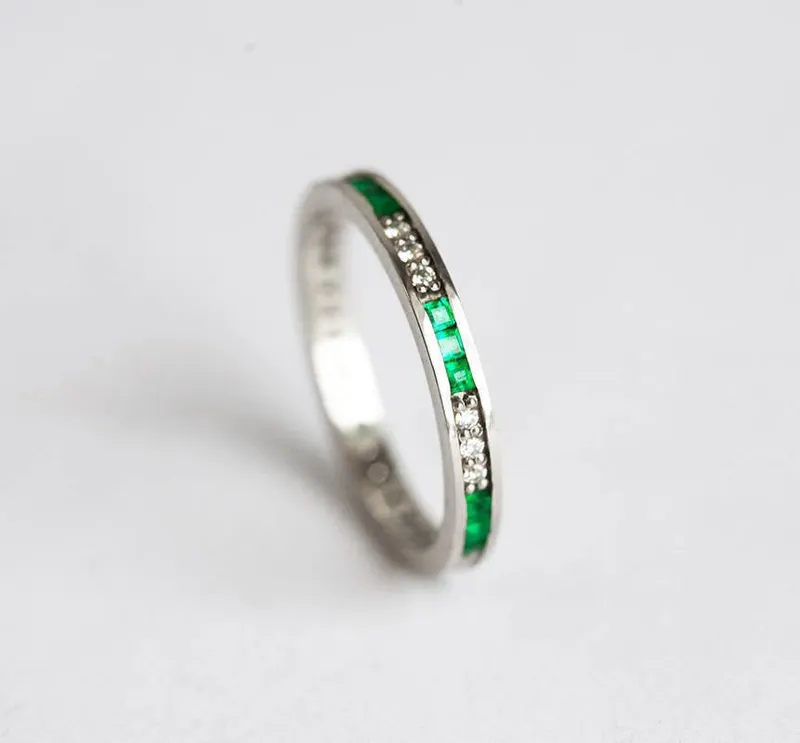 EMERALD WEDDING BAND, EMERALD WEDDING RING view 12