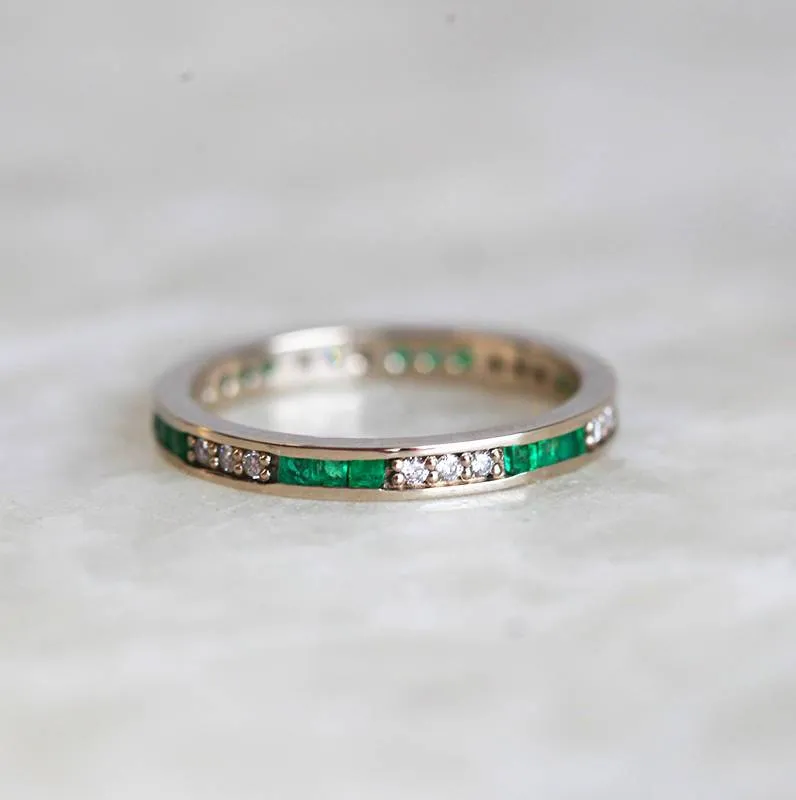 EMERALD WEDDING BAND, EMERALD WEDDING RING view 4