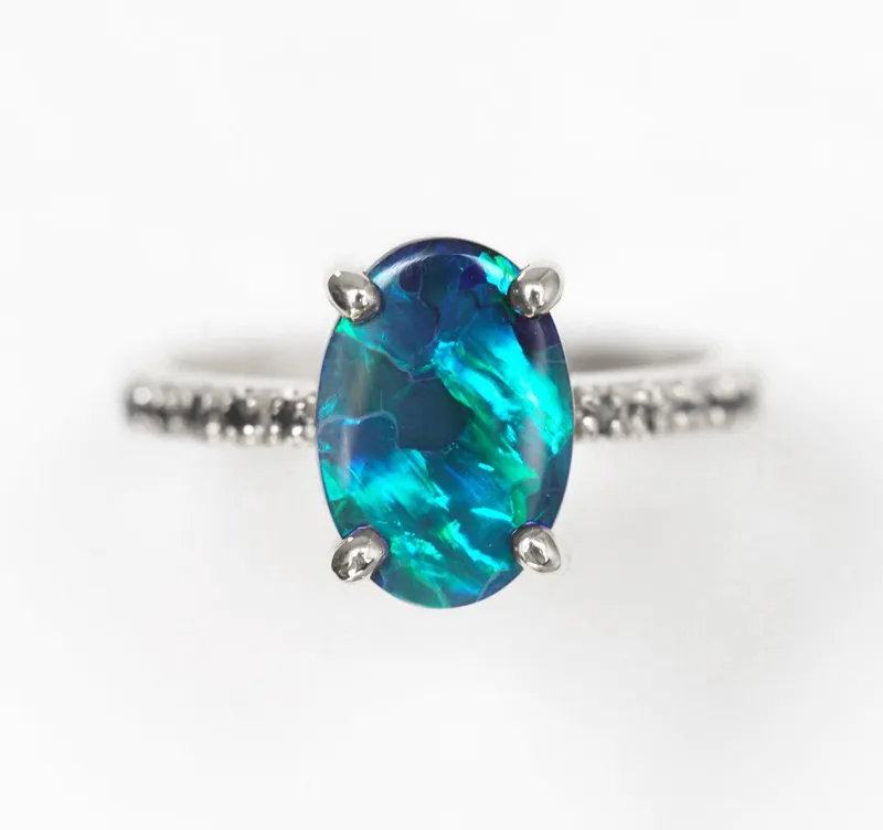 Emmeline Lagoon Black Opal Ring view 10