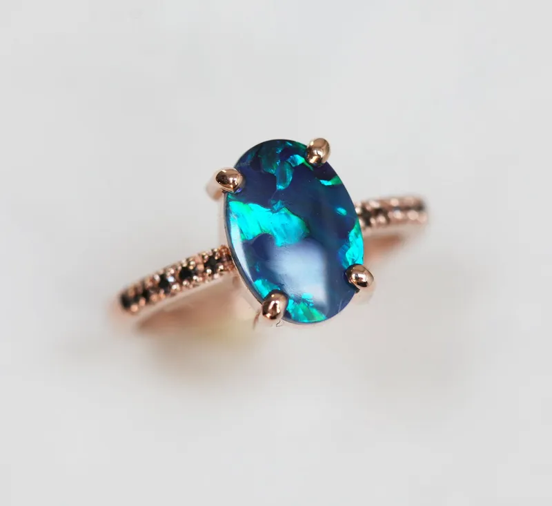 Emmeline Lagoon Black Opal Ring view 5