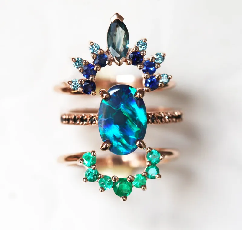 Emmeline Lagoon Black Opal Ring view 6