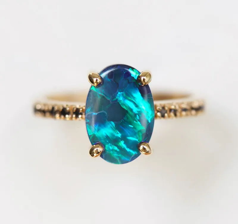 Emmeline Lagoon Black Opal Ring view 8