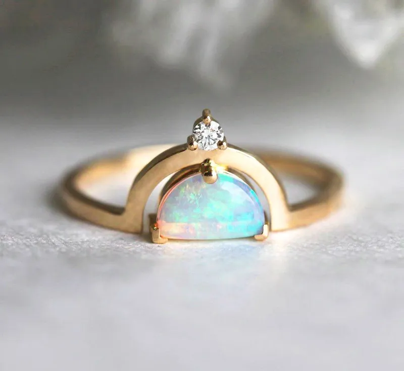 Erika Half-Moon Opal Ring view 10