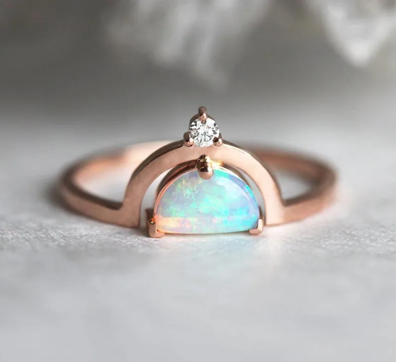 Erika Half-Moon Opal Ring view 2