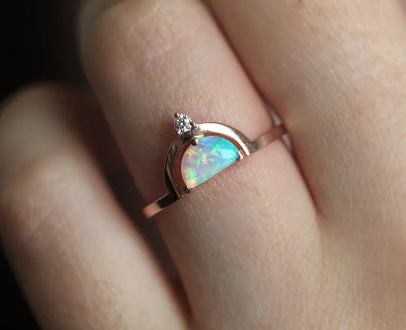 Erika Half-Moon Opal Ring view 3