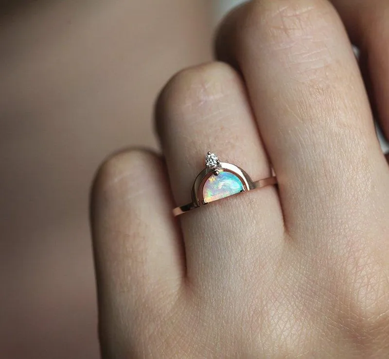 Erika Half-Moon Opal Ring view 8