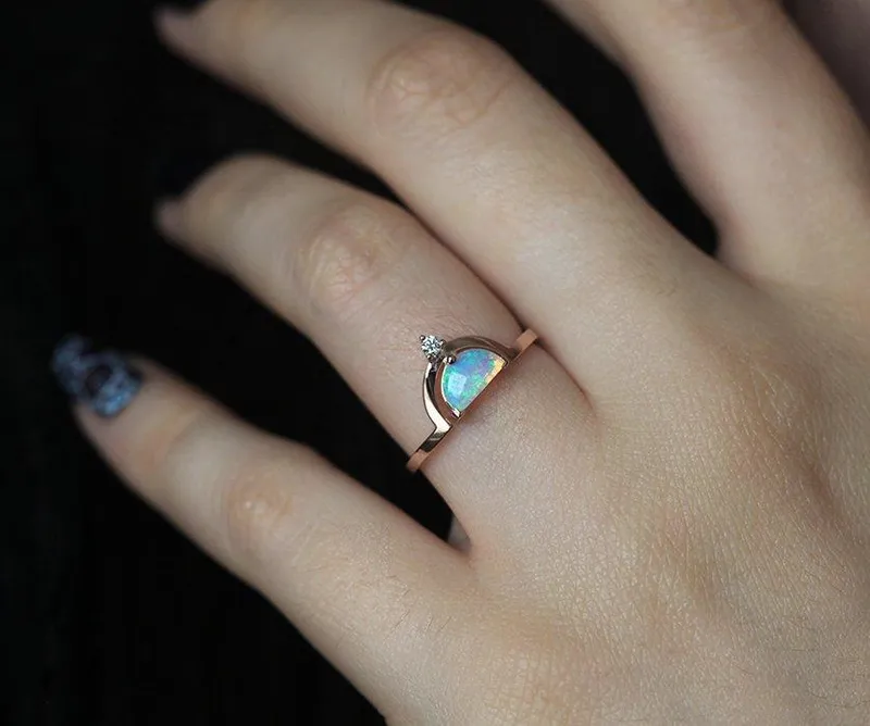 Erika Half-Moon Opal Ring view 9