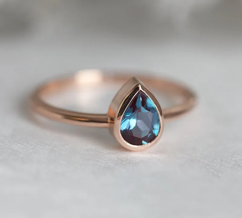 Esperanza Alexandrite Ring pear cut engagement ring