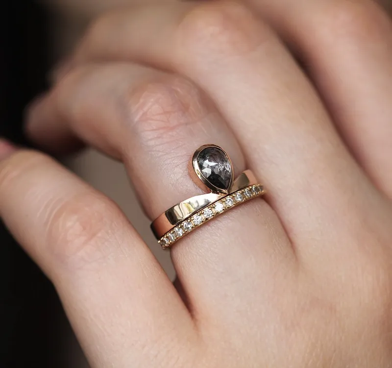 Estelle 1 Carat Salt & Pepper Diamond Ring view 4
